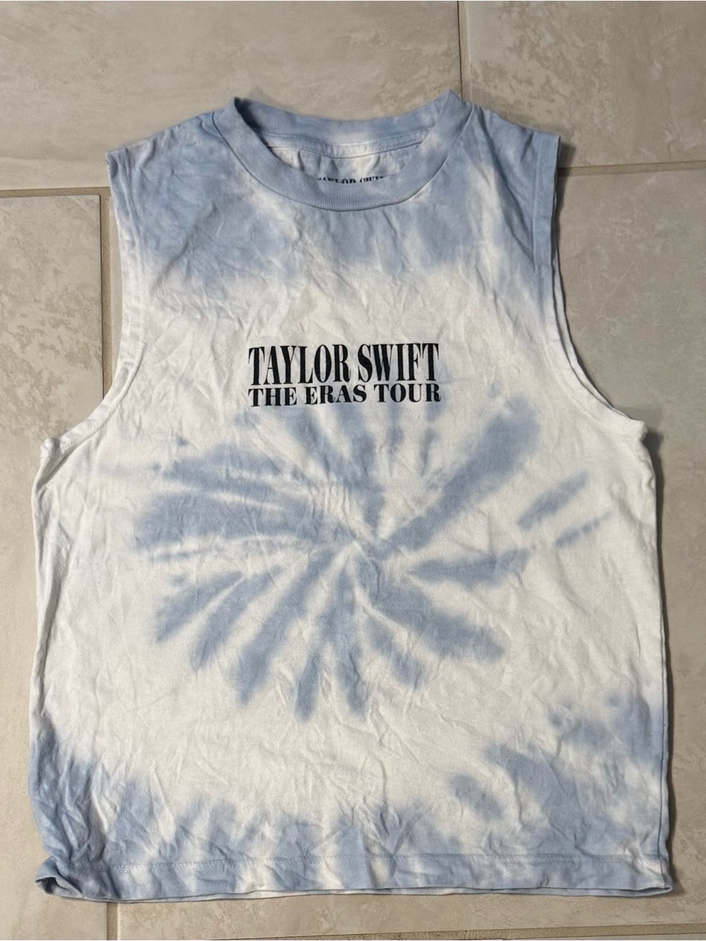 Taylor Swift Blue and White Tie-Dye Muscle Tank - The Eras Tour